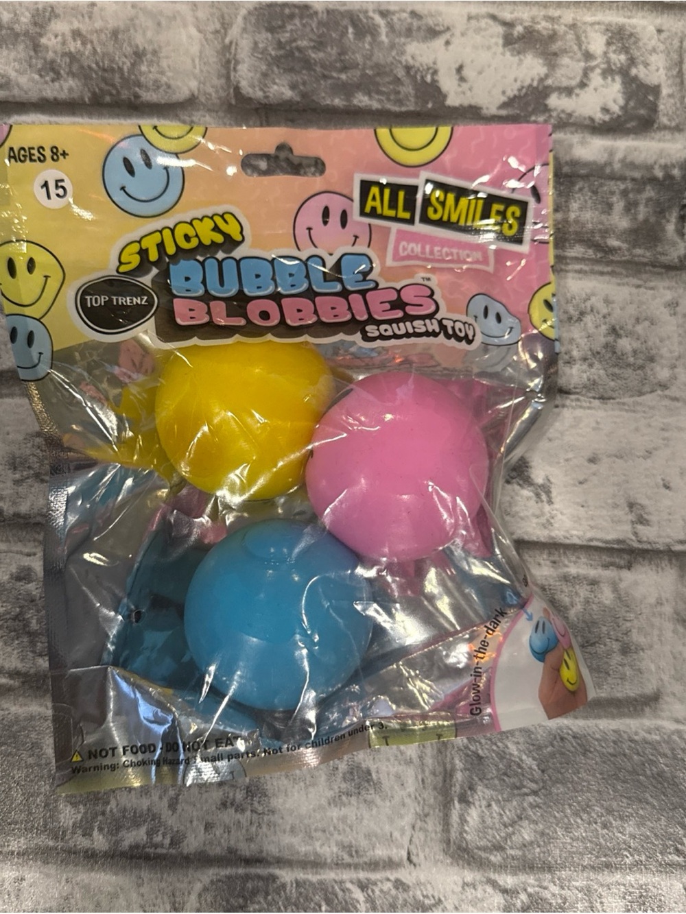 Top Trenz Sticky Bubble Blobbies All Smiles Squishy Toy, Multicolor, 3+